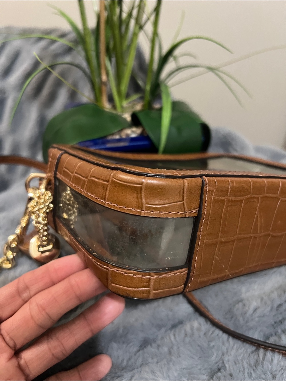 Michael Kors Ginny Camera Brown Clear Crossbody Bag EUC retail $158 - Picture 6 of 9